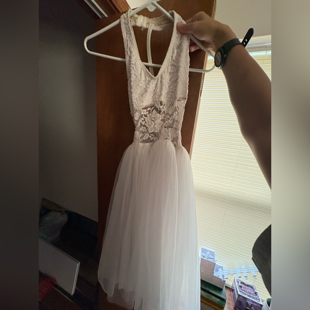 Lace White Leotard Dress